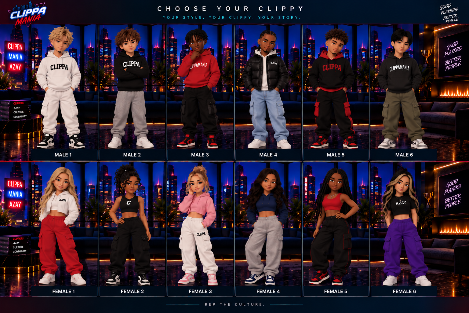 Choose Your Clippy: six male and six female characters
